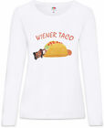 Wiener Taco Damen Langarm T-Shirt Insatiable Tacco Symbol Sign Logo Diner