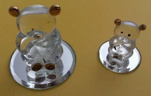 GLASS BARON Teddy Bear Figurines #HC2 161G Mother & Baby Gold Trim Set Of 2 - Picture 1 of 9