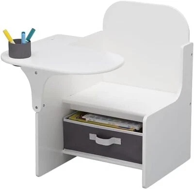 Mesa escolar blanca para niños escritorio y silla con contenedor de almacenamiento juego de caja para niñas niños Foto 1 de 3