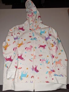 Cat & Jack Girls' L Plus Unicorn Printed Zip-Up Fleece Hoodie Cream L 10/12 Plus - Picture 1 of 4