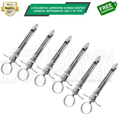 6 German Grade Dental Anesthetic Syringe Self-Aspirating 1.8CC Surgical Inst - Image 1 of 4