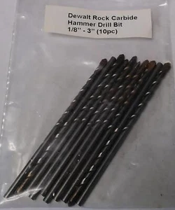 Dewalt 1/8" x 3" Rock Carbide Hammer Drill Bit 10 Pack Bulk - Picture 1 of 1