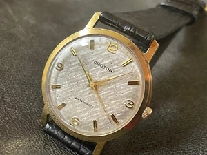 Mid-Centurn Modern textured dial slim Swiss 1950s Croton waterproof old watch - Picture 1 of 10