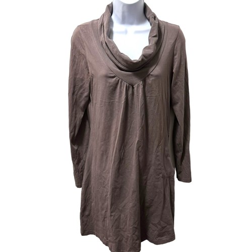 VETEMENTS Abito donna Athleta scollo cappuccio manica lunga oliva zip tasca taglia small