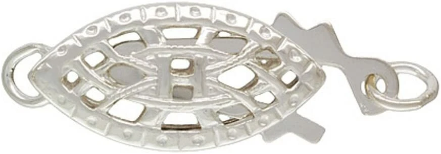 4 Qty. 6x12mm Oval Filigree Pearl Clasps .925 Sterling Silver By JensFIndings - Image 1 of 1