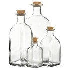 3 6 9 12 Glass Storage Bottle Jars Vials Cork Stopper Lid Kitchen Cruet Food Set