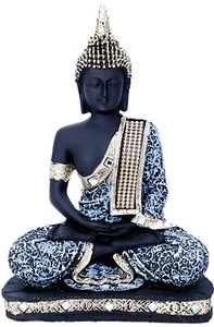 Indian Best Sitting Buddha Idol Statue Showpiece Blue & Black Decorative Gift - Picture 1 of 6