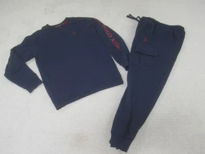 US Polo Assn Sweatpants Sweatshirt Boys Large Blue Set of 2 Fleece Cotton - Picture 1 of 7