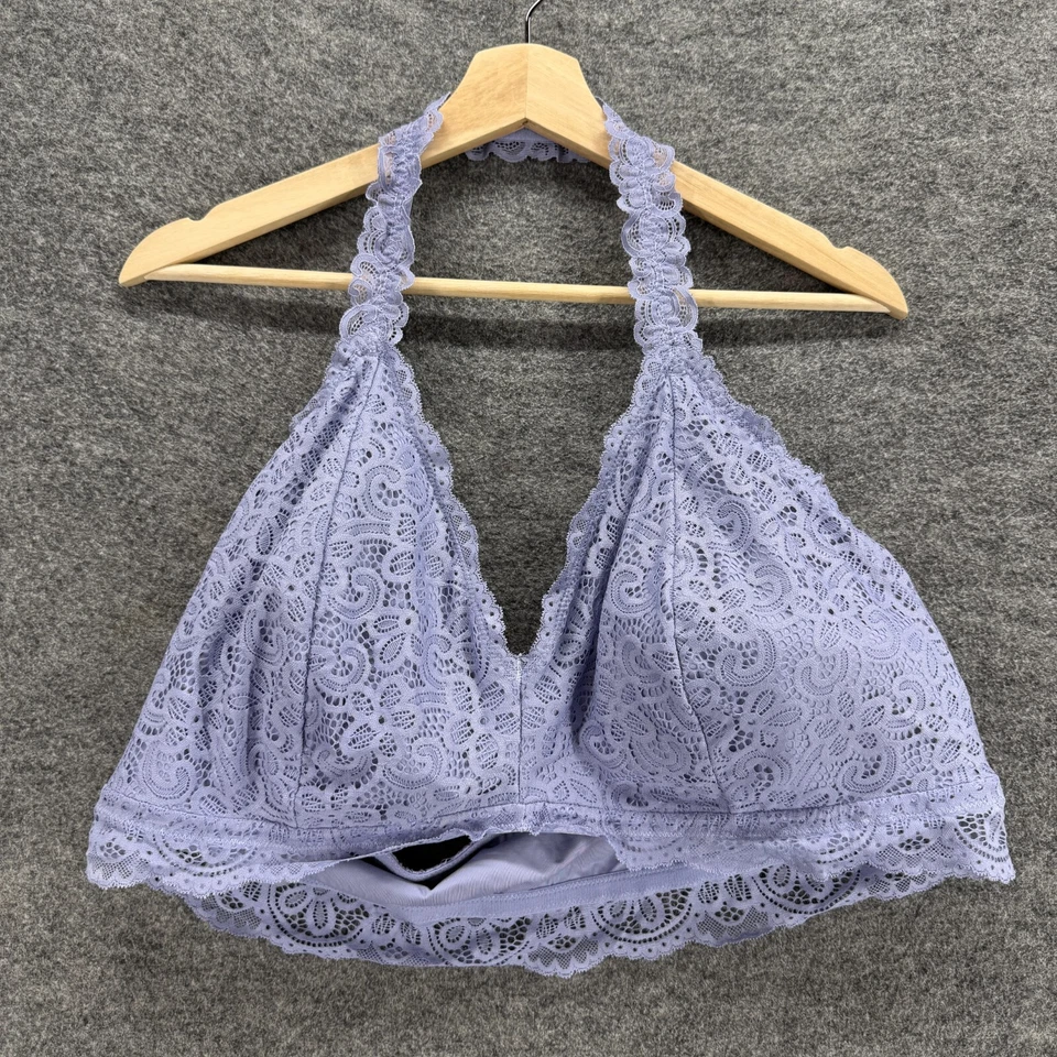 Top de bikini Maurices para mujer 3X Plus púrpura floral encaje halter cuello push up forrado Foto 1 de 4