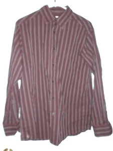 CLAIBORNE BRAND   MAROON STRIPE  LONG SLEEVE SHIRT  MEN SIZE MEDIUM - Picture 1 of 1