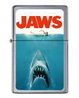 Jaws Shark Movie Poster Flip Top Lighter Brushed Chrome with Vinyl Image.