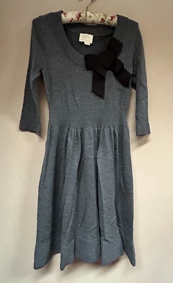 Vestido Suéter Kate Spade New York Manga 3/4 Lana Tejido Gris Charlie Detalle Lazo Foto 1 de 4