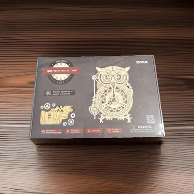 ROKR Owl Clock Mechanical Time LK503 3D Wooden Puzzle Kit, 2021 - SEALED  - Image 1 of 2