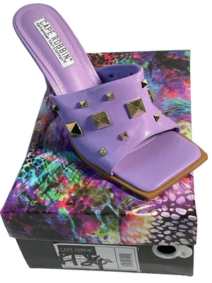 CAPE ROBBIN Purple Spiked Slip on heel open toe  Shoes  Women's Size 8 New - Image 1 of 4