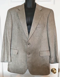 Joseph A Bank Mens 42R Gray Beige Herringbon 100% Silk Blazer Sport Coat Jacket - Picture 1 of 6