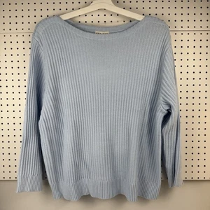 Pastel Blue Ribbed Sweater 2X Cozy Minimalist Capsule Knit Ava & Viv - Picture 1 of 9