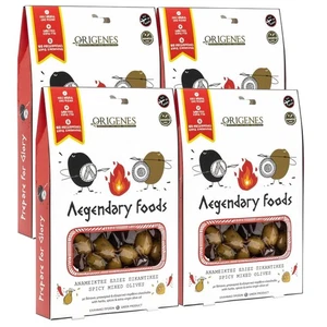 Pack of 4 Spicy Mixed Olives in Vacuum with Special Box, Kalamon and Green Ol... - Picture 1 of 7