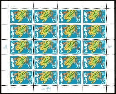 1997 Happy New Year 'Lion' 32cents Twenty Stamps Sheet Brand New - Image 1 of 2