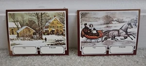 Vintage Weihnachten Geschenkanhänger Set (13) Currier & Ives einseitig - Bild 1 von 7