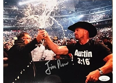 Jim Ross Signed 8x10 WWE Photo With Stone Cold Steve Austin JSA - Image 1 of 2
