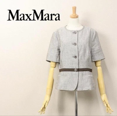 Large size 44 White tag MAX MARA Linen No Collar Jacket item - Image 1 of 4