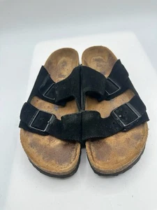 Birkenstock Arizona Weichbettung schwarz Wildleder Leder Pantolette Sandale Gr. 39 / L8 M6 N - Bild 1 von 6