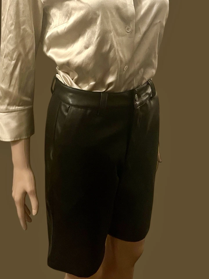 Black Leather Shorts Vegan Leather Bermuda Shorts New With Tags Cotton On XS - image 1 of 4