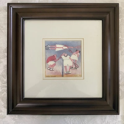 Tarjeta de felicitación enmarcada de arte original tenis “Follow Through” de Erika Oller Foto 1 de 4