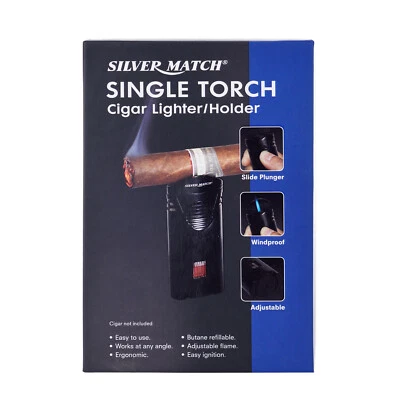 Feuerzeug Gas Sturm Feuerzeuge mit Halter für Zigarren mit Turbo Jet Flamme - Bild 1 von 4