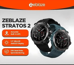 ZEBLAZE STRATOS 2 Smartwatch | AMOLED, GPS, HR, Waterproof, Bluetooth | Fitness - Picture 1 of 8