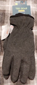 NWT Mens Tek Gear Microfleece Cuffed Gloves L/XL Dark Coal Touch Screen - 3507 - Picture 1 of 5