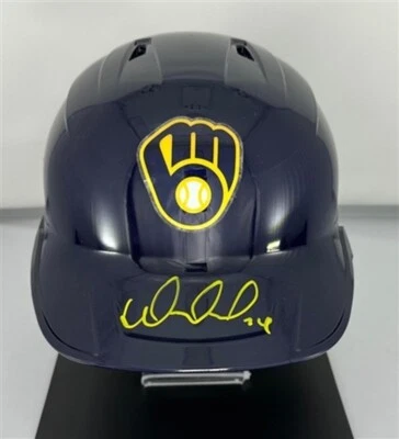 Brewers WILLIAM CONTRERAS Signed Full Size Milwaukee Rawlings Blue Helmet AUTO - Image 1 of 2