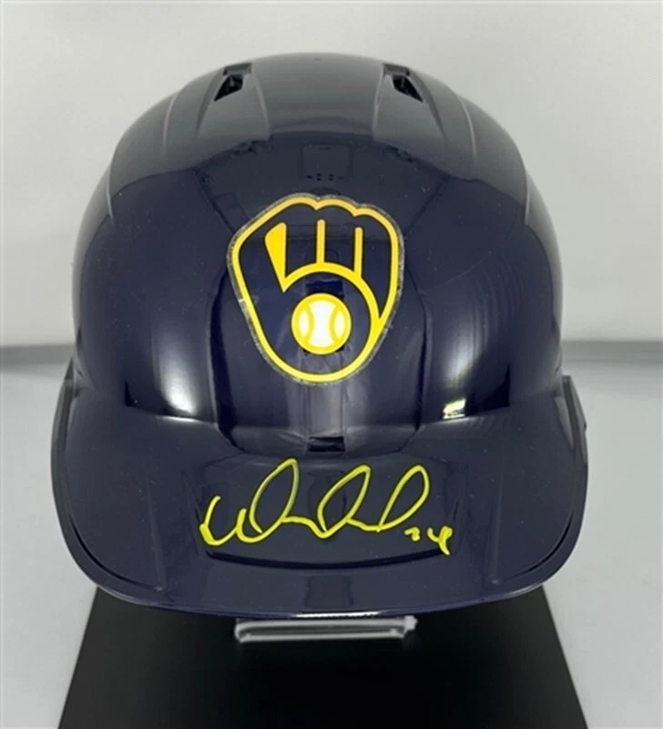 Brewers WILLIAM CONTRERAS Signed Full Size Milwaukee Rawlings Blue Helmet AUTO - Image 1 of 2