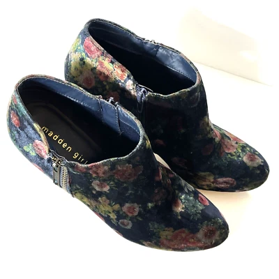 Botines Madden Girl Fiesta Floral Terciopelo Azul Oscuro Para Mujer Talla 10 Cremallera Lateral Foto 1 de 4