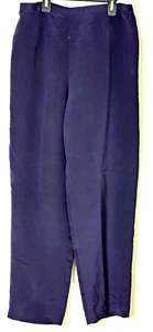 Talbots Women's Navy Blue 100% Pure Silk Straight Leg Pants/Trousers Size 10 - Picture 1 of 8