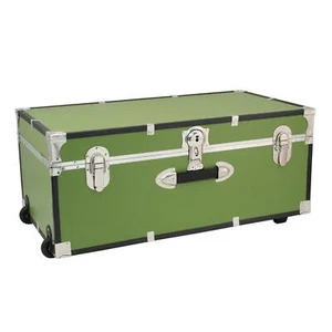 Storage Trunk 30-inch Collegiate Chest with Wheels Lock Green Footlocker Luggage - Picture 1 of 8