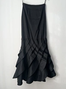 TADASHI SHOJI Maxirock einfarbig schwarz Seidenmischung Taft Meerjungfrau Rüschen. USA. 2 - Bild 1 von 8