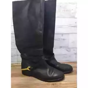 90s Ralph Lauren Jenny Tall Leather Black Riding Boots with Brass Spurs Size 8 - Bild 1 von 9