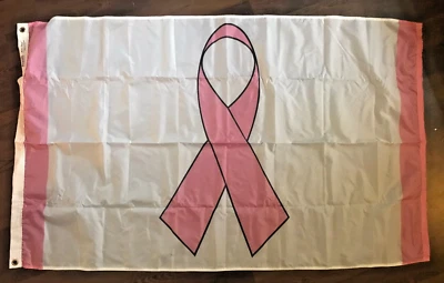 Bandera de concientización sobre el cáncer de mama cinta rosa 2' x 3' pancarta de nailon ojales de metal Foto 1 de 3