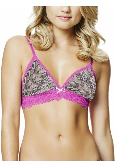 NEW KAYSER LADIES PURPLE LACE ANIMAL PRINT BRALETTE WIREFREE BRA TOP SIZE SMALL - Image 1 of 1
