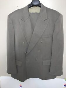 John Henry Mens 2pc Suit-Jacket 46L Pleated Pants 40W x 30L Gray Dry Clean Only