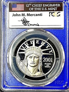 2001-W $100 Platinum PCGS70DCAM Mint engraver series - Picture 1 of 2