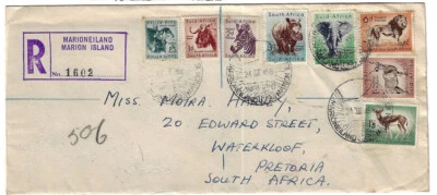 Sudáfrica Británica: 1958; Cubierta interna registrada Marion Island, EBB160 Foto 1 de 2
