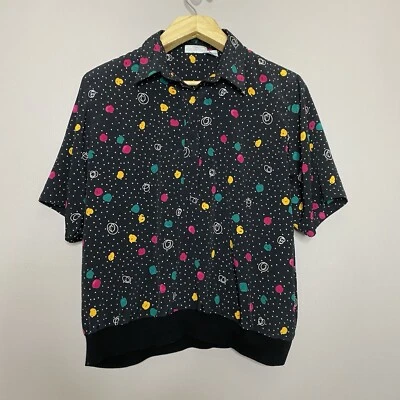 Top Alfred Dunner Polkadot Vintage Negro Manga Corta 1/4 Botón Delantero Talla 20 Foto 1 de 4