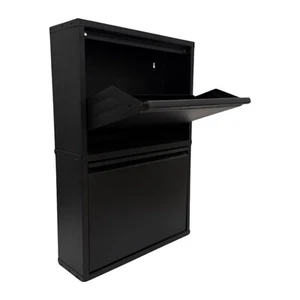 TheOwnas 2-stufiger moderner Schuhschrank aus Metall. Schlanke wandmontierte Klappaufbewahrung. - Bild 1 von 12