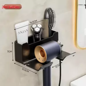 1 Space Saving Wall Mounted Hair Dryer Stand - Bathroom Storage Rack, Convenient - Picture 1 of 13