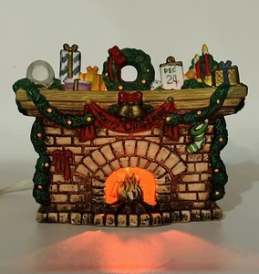 Christmas Decor Ceramic Lighted Fireplace Night Before Christmas Night Light - Picture 1 of 10