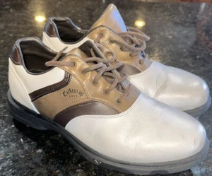Callaway Men’s Golf Shoes Size 9 White & Brown M298-14 - Picture 1 of 9