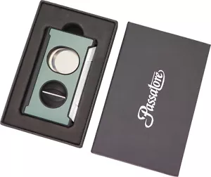 Cortador de cigarros PASSATORE verde / corte doble y muesca / taladro / póker / estuche - Imagen 1 de 4