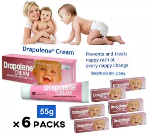 Baby Nappy Rash Drapolene Cream Prevents Treats Relief Minor Burn 55g x 6 PACKS - Picture 1 of 11